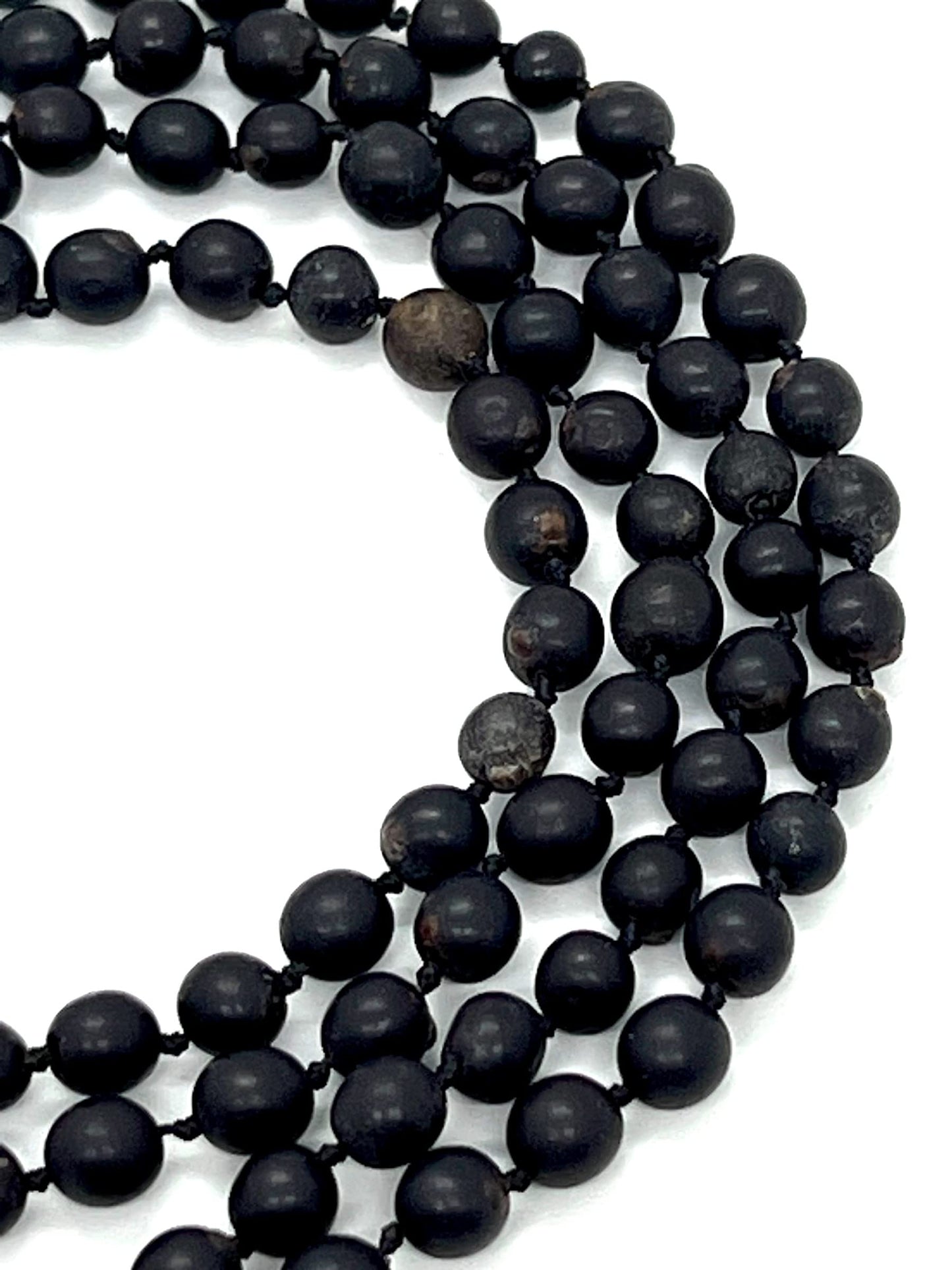 Hand Knotted Black Vijayanti Vaijayanti Mala Necklace with 6-7mm Beads - Virgo Sun Sign, Root Chakra Alignment - Protection, Victory Mala