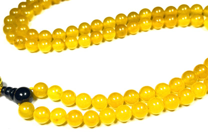 Handmade Agate Mala Beads Necklace with Black Onyx Guru Bead – 108 Beads – 8mm – Multicolor Options – Chakra Balancing & Zodiac Birthstone – Meditation Jewelry