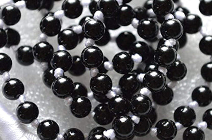 VESTA Black Tourmaline Mala Necklace | 108 Hand-Knotted Beads for Grounding, Protection & Root Chakra Healing | Capricorn Birthstone | Handmade in USA