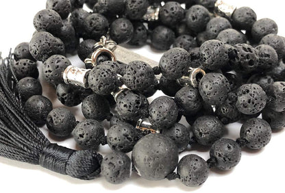 VULCAN Lava Stone Mala Necklace | 108 Beads for Grounding & Strength | 8mm