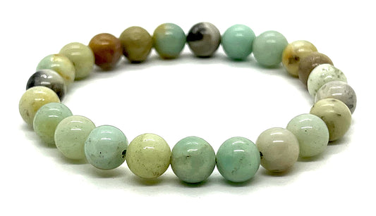 AWAKEN YOUR KUNDALINI Amazonite Stretch Bracelet, 8mm Beads, Virgo Birthstone, Heart Chakra