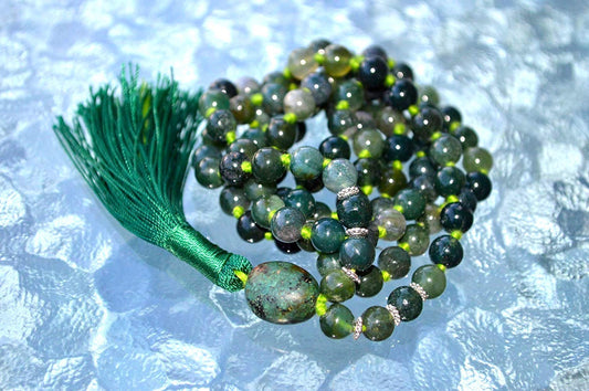 108 Beads Moss Agate Mala Beads Necklace