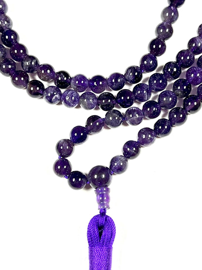 Amethyst Mala Necklace | 108 Beads for Crown Chakra | SOMA Collection