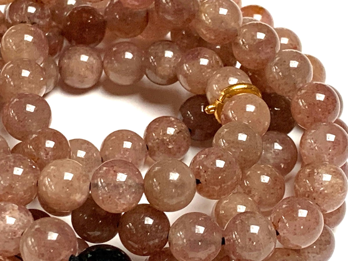 Awaken Your Kundalini Crystals Mala Beads Necklace Reiki healing stones Blessed & Energized Handmade 108 Buddhist Prayer Beads - Comes w/Velvet Pouch (Strawberry Quartz, 8 mm)