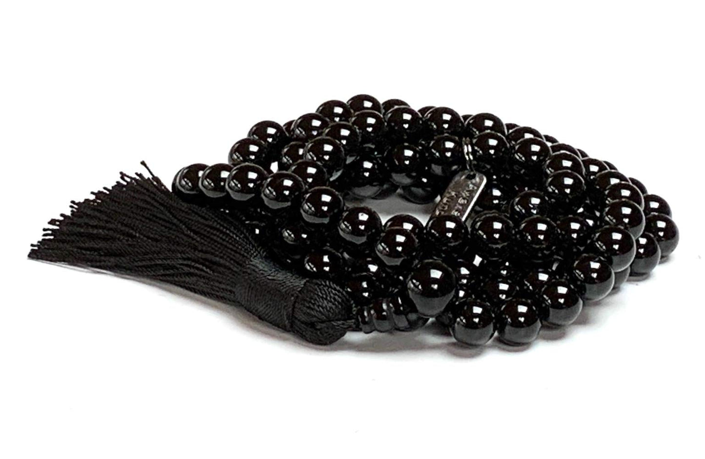 AWAKEN YOUR KUNDALINI Black Tourmaline Mala Necklace, 8mm Beads, Birthstone for October, Libra & Scorpio Sun Sign, Root Chakra