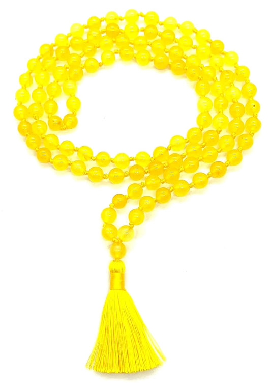 Yellow Jade Mala Necklace – Solar Plexus & Sacral Chakra Healing