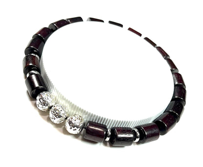 Rosewood & Lava Bracelet | Silver-Coated lava | VULCAN & ARANYA Collection