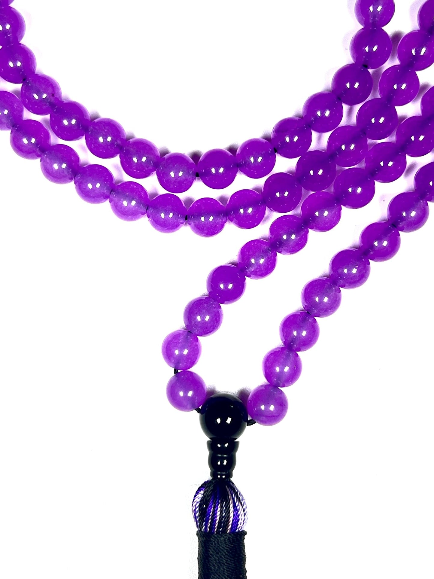 Handmade Agate Mala Beads Necklace with Black Onyx Guru Bead – 108 Beads – 8mm – Multicolor Options – Chakra Balancing & Zodiac Birthstone – Meditation Jewelry