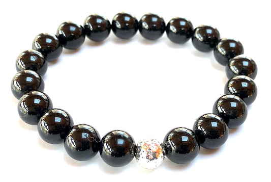 VESTA Black Tourmaline & Lava Bead Stretch Bracelet | Grounding, Protection & Spiritual Power | Root Chakra | Unisex Energy Bracelet | Handmade in USA
