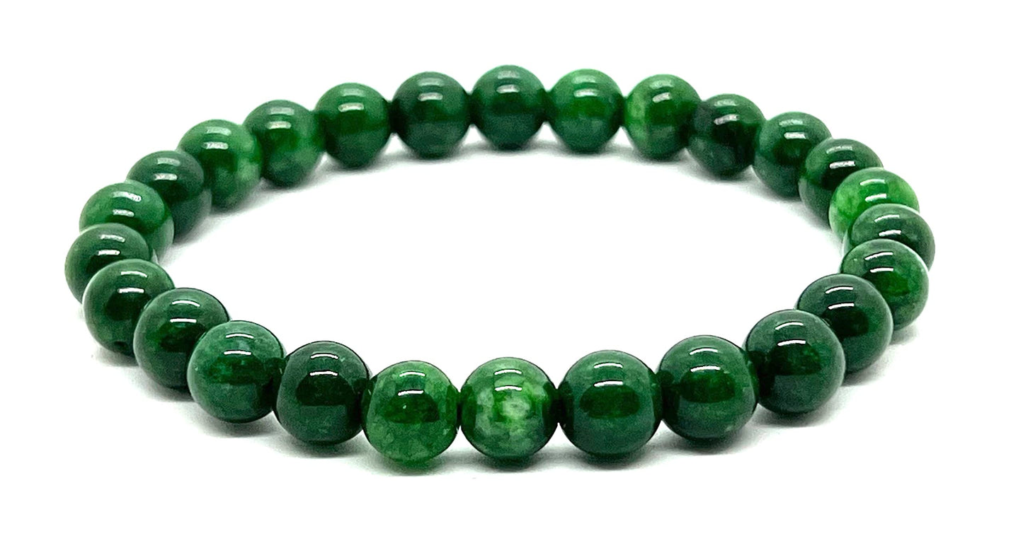 Green Jade Stretch Bracelet | Birthstone for March | Pisces & Aries Sun Sign | Heart Chakra