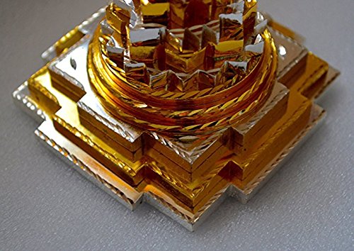 AWAKEN YOUR KUNDALINI Sri Yantra, Meru Yantra, Sri Chakra in Brass Size 2" Inch - Spiritual Powers, Vaastu Dosh, Prosperity - 3D