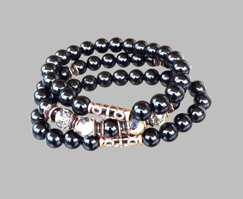 Black Tourmaline Set of 3 Bracelets | VESTA Collection