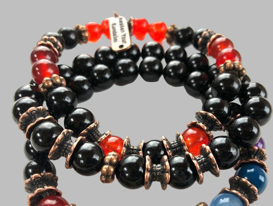 7 Chakra & Black Tourmaline Set of 3 Bracelets | VESTA Collection