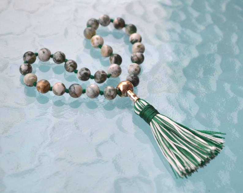 Tree Agate Quarter Pocket Mala | 27 Beads for Grounding & Calm | ANKURA Collection