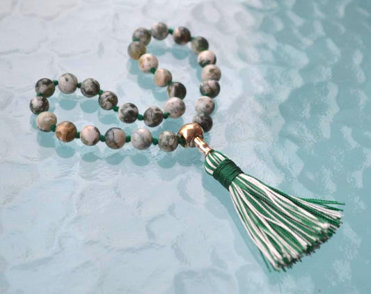 Tree Agate Quarter Pocket Mala | 27 Beads for Grounding & Calm | ANKURA Collection