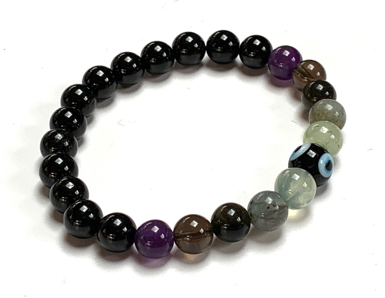 Evil Eye Protection Bracelet | Black Tourmaline, Prehnite & Obsidian | CHHAYA