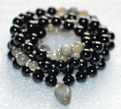 Black Tourmaline Mala Necklace | 108 Beads | VESTA Collection by AYK