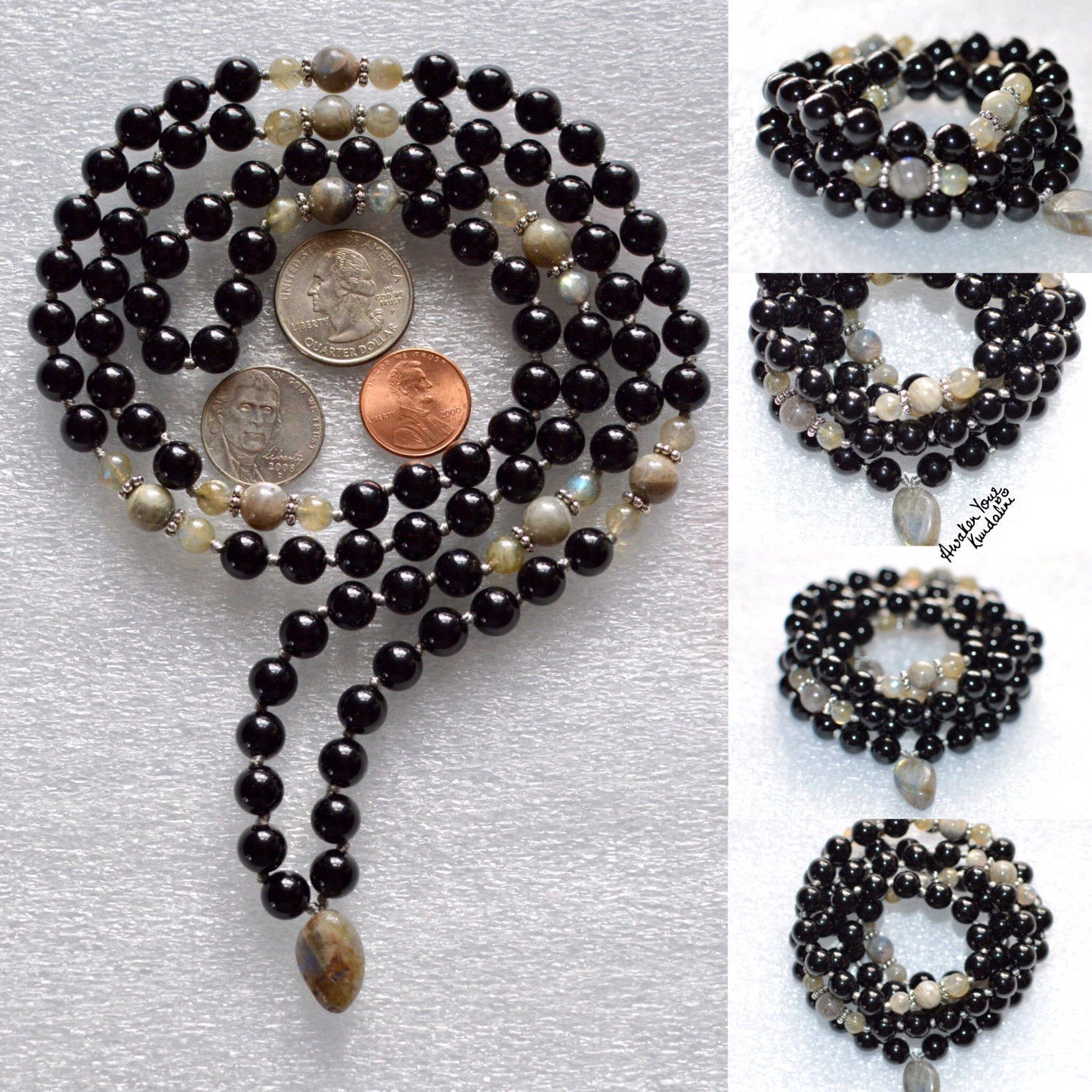 Black Tourmaline Mala Necklace | 108 Beads | VESTA Collection by AYK