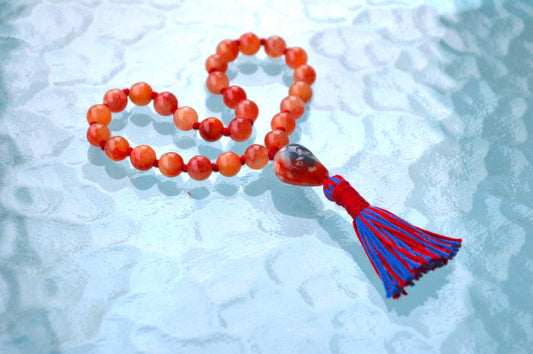 Orange Jade Quarter Pocket Mala | 27 Beads for Calm & Balance | ANKURA Collection