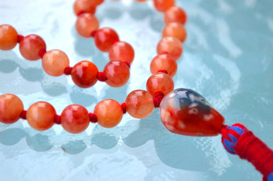 Orange Jade Quarter Pocket Mala | 27 Beads for Calm & Balance | ANKURA Collection