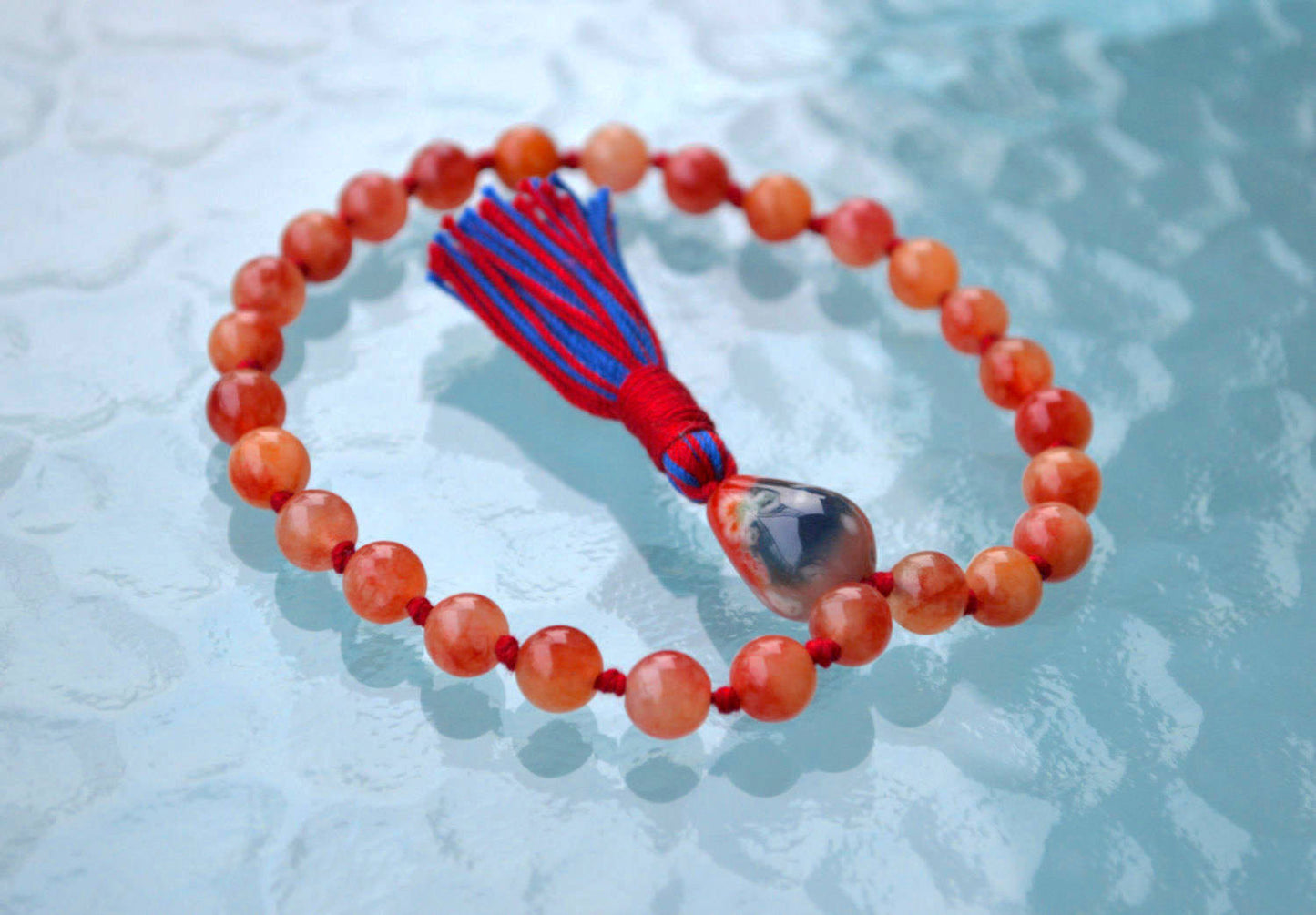 Orange Jade Quarter Pocket Mala | 27 Beads for Calm & Balance | ANKURA Collection