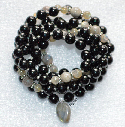 Black Tourmaline Mala Necklace | 108 Beads | VESTA Collection by AYK
