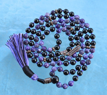 Black Tourmaline Mala Necklace | 108 Beads | VESTA Collection by AYK