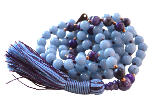 Ethereal Truth Mala Necklace | Angelite & Charoite | 108 Beads | AYK