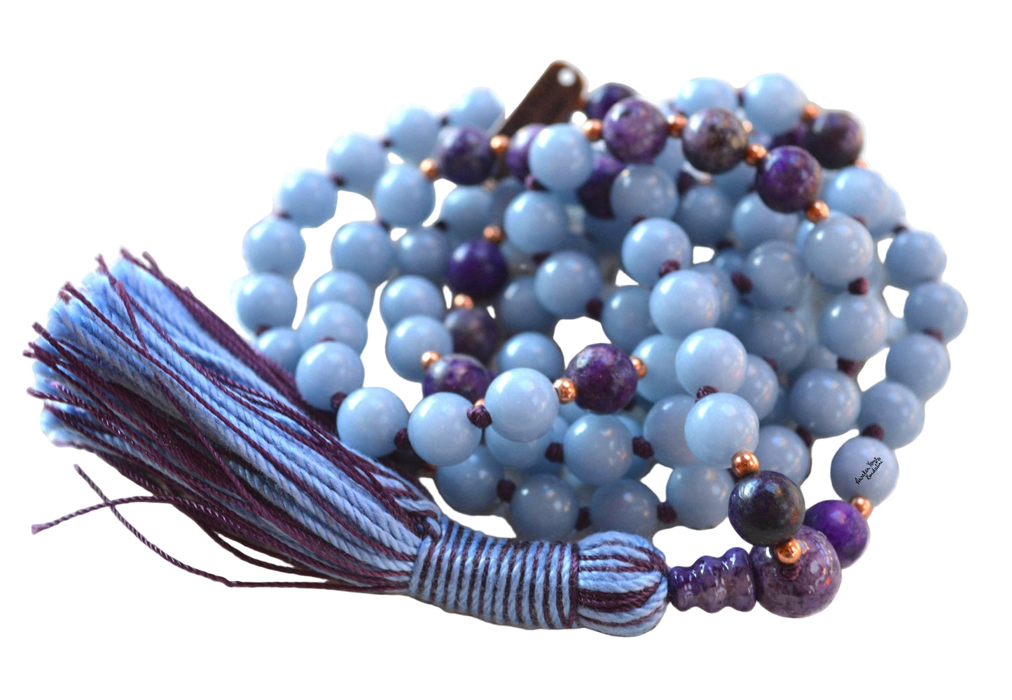 Ethereal Truth Mala Necklace | Angelite & Charoite | 108 Beads | AYK