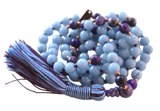 Ethereal Truth Mala Necklace | Angelite & Charoite | 108 Beads | AYK