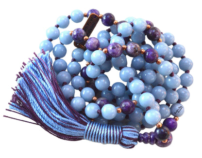 Ethereal Truth Mala Necklace | Angelite & Charoite | 108 Beads | AYK