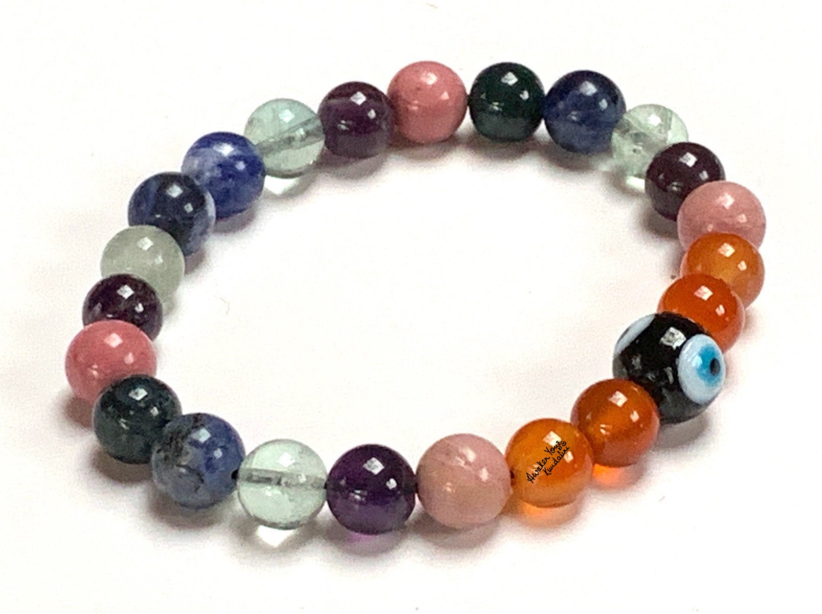 Close-up view of Study Aid bracelet showing natural gemstone beads for focus and concentration