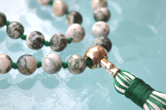 Tree Agate Quarter Pocket Mala | 27 Beads for Grounding & Calm | ANKURA Collection