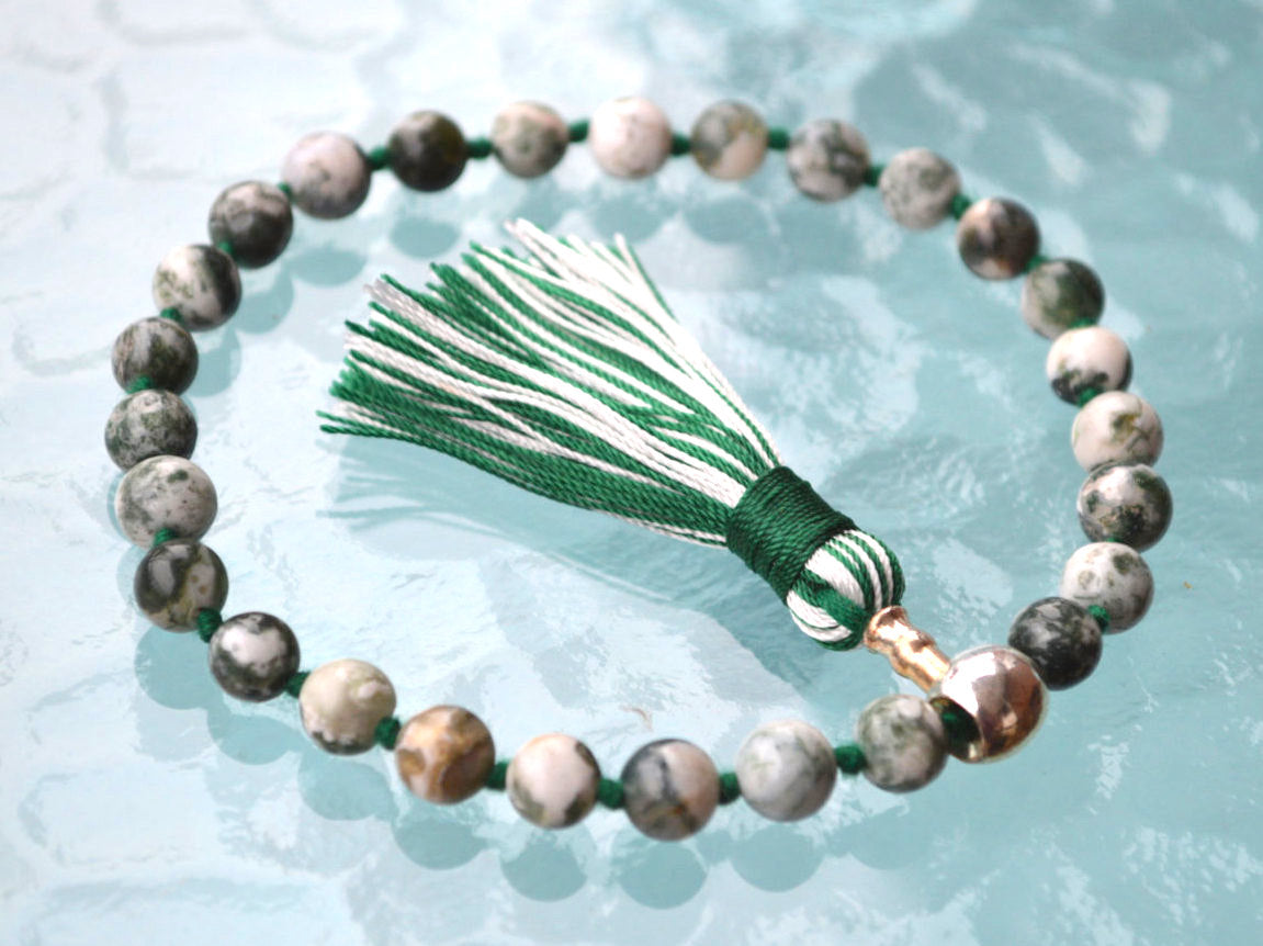 Tree Agate Quarter Pocket Mala | 27 Beads for Grounding & Calm | ANKURA Collection