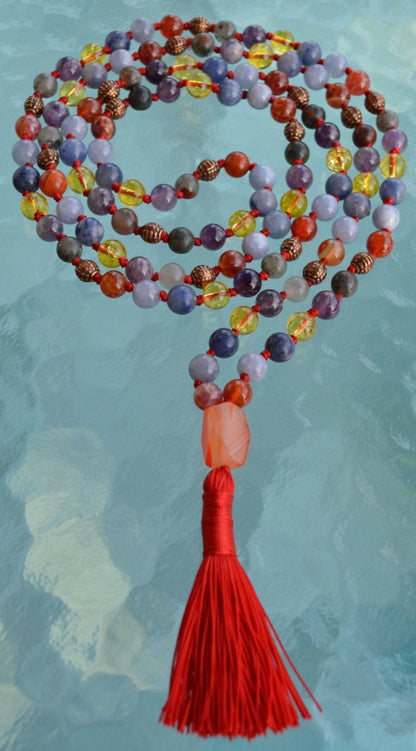 Ultimate Aries Zodiac Mala Necklace | 108 Hand-Knotted Beads | ASTRA Collection