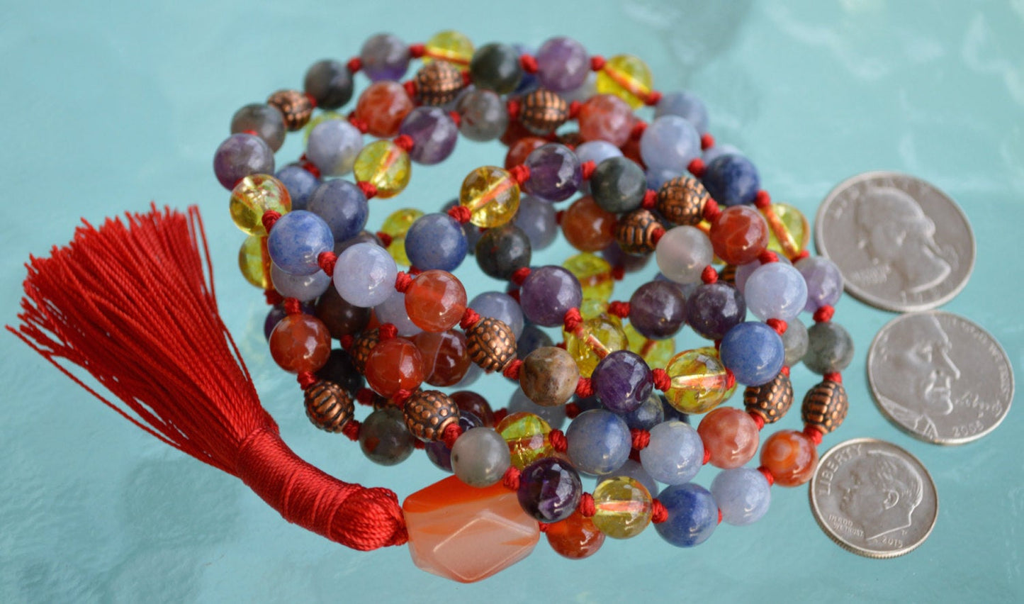 Ultimate Aries Zodiac Mala Necklace | 108 Hand-Knotted Beads | ASTRA Collection
