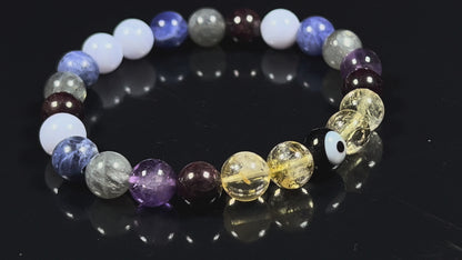 Crystals For Anxiety Stretch Bracelet | Universal Birthstone | Throat & Third Eye Chakra