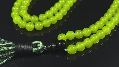 Handmade Agate Mala Beads Necklace with Black Onyx Guru Bead – 108 Beads – 8mm – Multicolor Options – Chakra Balancing & Zodiac Birthstone – Meditation Jewelry