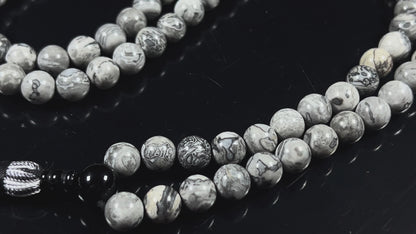 Scenic Jasper Mala Beads Necklace | 108 Beads | Grounding & Balance | AYK