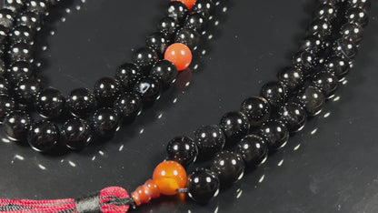 Grounding Mala Necklace – Red Tiger’s Eye, Tourmaline & Jasper | VESTA