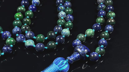 Celestial Insight | Azurite Mala Necklace | 108 Beads | AJNA & CELESTA Collection