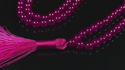 Handmade Magenta Jade Mala Beads Necklace | 8mm 108 Beads | Handmade Spiritual Jewelry | Birthstone & Heart Chakra Energy