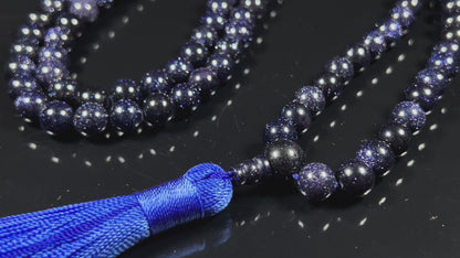 Blue Goldstone Midnight Gemstone Mala Necklace | TARA Collection by AYK
