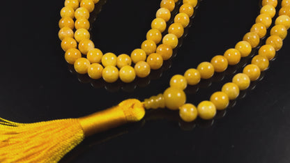 Handmade 8mm Yellow Calcite Mala Beads Necklace – 108 Beads – Leo Birthstone – Solar Plexus Chakra