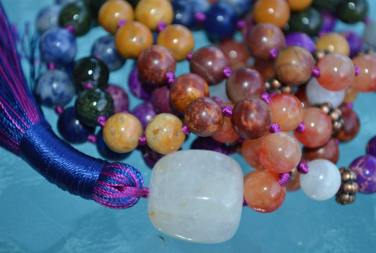 7 Chakra Mala Necklace | Hand-Knotted 108 Beads Spiritual Healing Jewelry | SATRANGI Collection