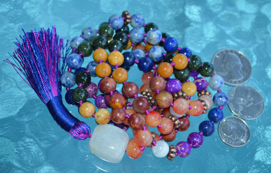 7 Chakra Mala Necklace | Hand-Knotted 108 Beads Spiritual Healing Jewelry | SATRANGI Collection