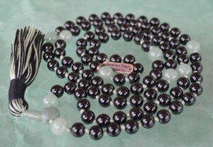 Tourmaline & Green Aventurine Mala Beads Necklace | Hand-Knotted 108 Beads | VESTA & AVENTURINE Collections