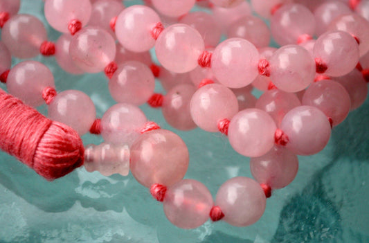 Rose Quartz Mala Necklace | 108 Beads Hand-Knotted | ARUNA Collection