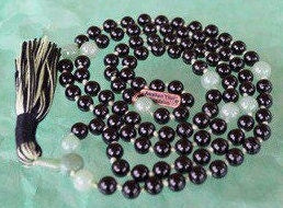 Tourmaline & Green Aventurine Mala Beads Necklace | Hand-Knotted 108 Beads | VESTA & AVENTURINE Collections