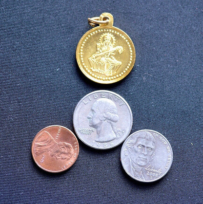 Shri Sri Saraswati Yantra Pendant Amulet Copper Gold Plated. Blessed & Energized for attaining Education, Learning and KnowledgeChristmas